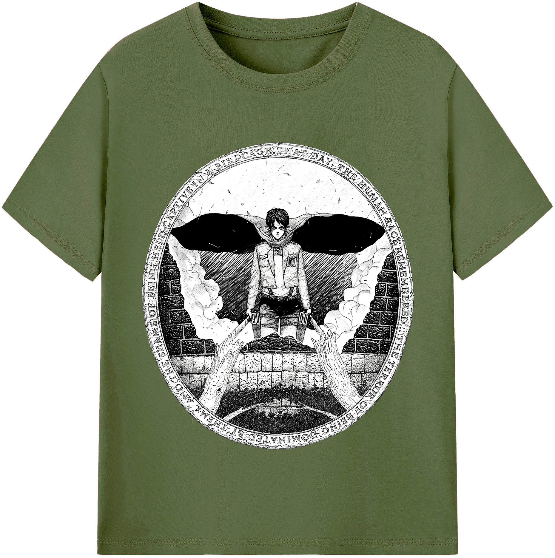 （画像用） 進撃の巨人 エレン･イェーガー Attack on Titan Eren Jäger 綿100％半袖Tシャツ（フロントプリント）